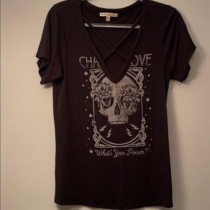 Express One Eleven Black Graphic Skull Tee